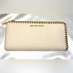 Michael Kors Beige and Brown Zip Wallet